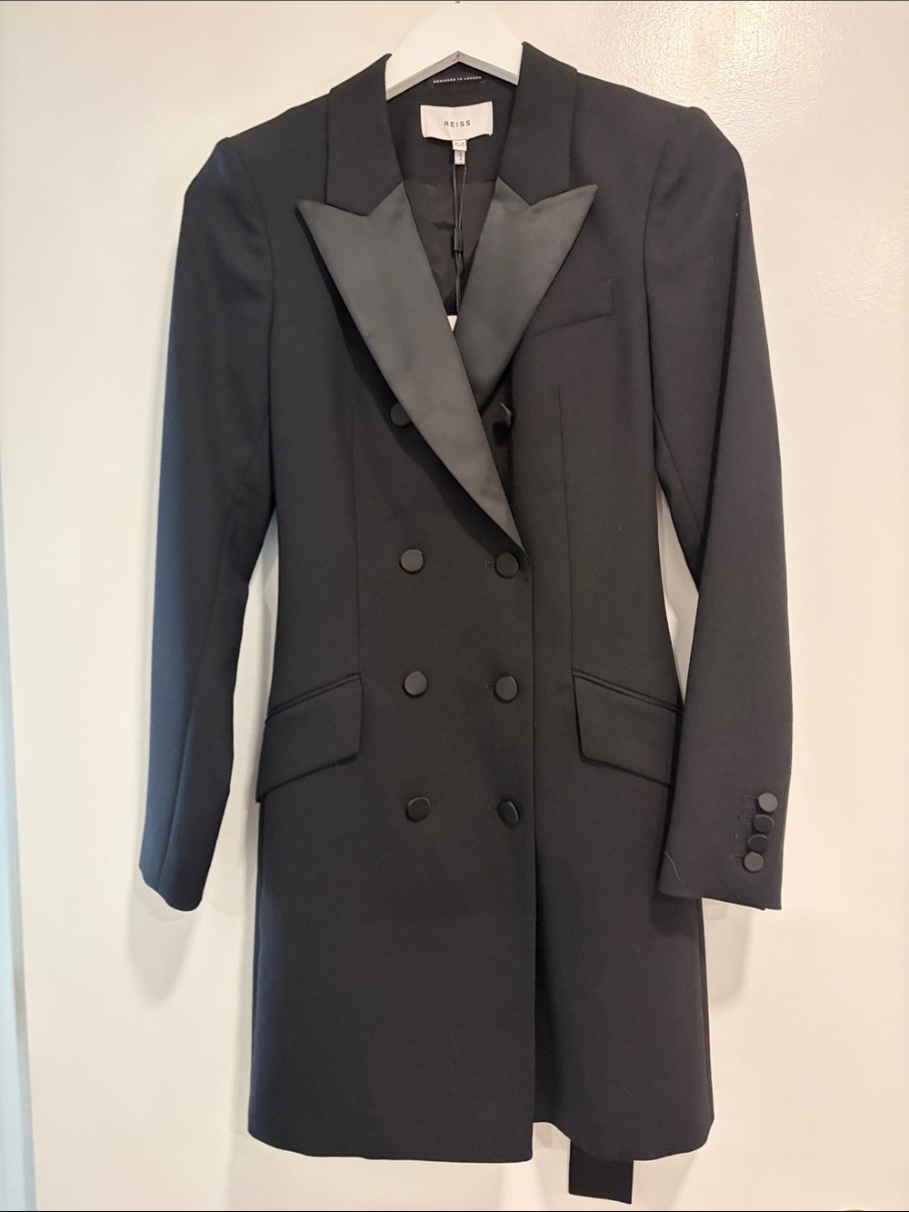 REISS Black Double-Breasted Tailored Coat dress  2